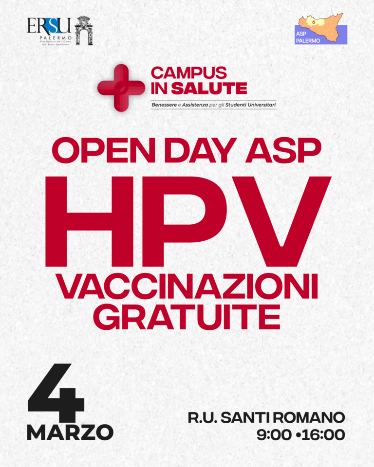 Open Day vaccinale HPV all’ERSU di Palermo: prevenzione gratuita per gli studenti grazie alla collaborazione tra ASP Palermo, ERSU e Formamentis